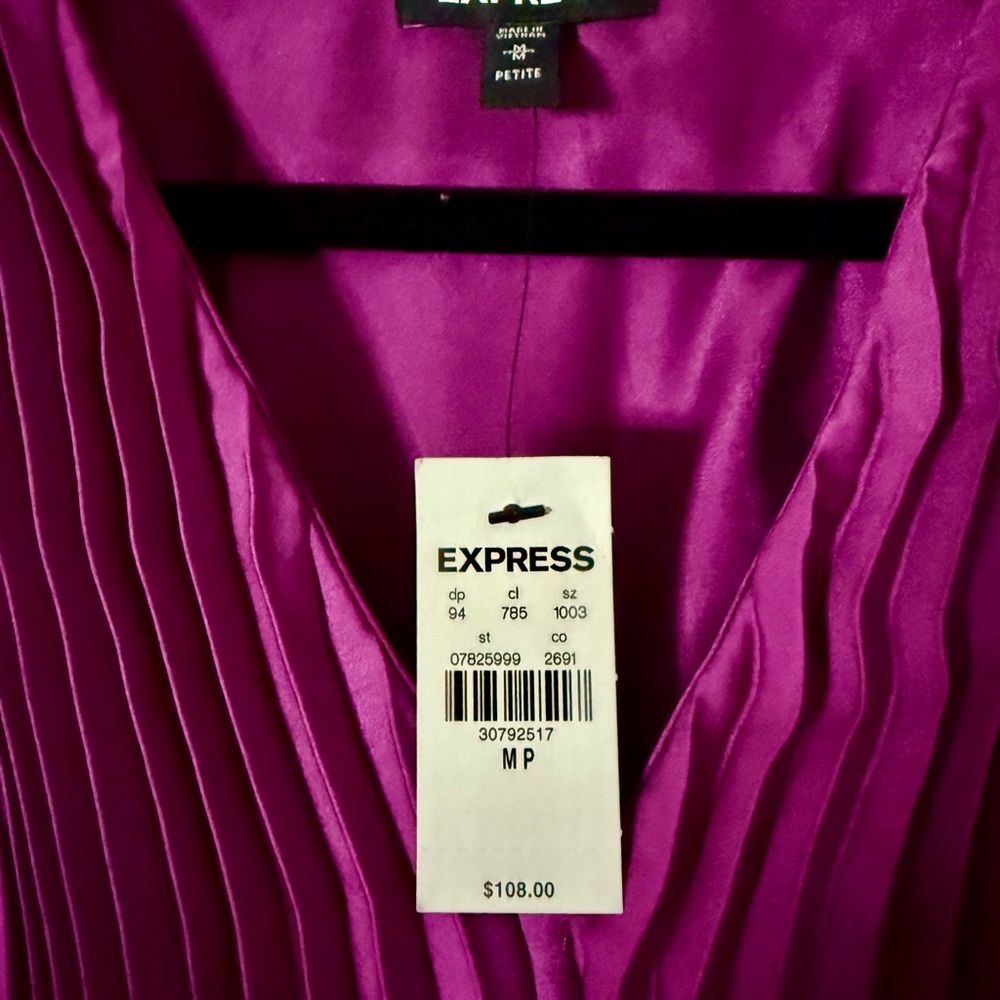 Express Fuchsia Pleated Top